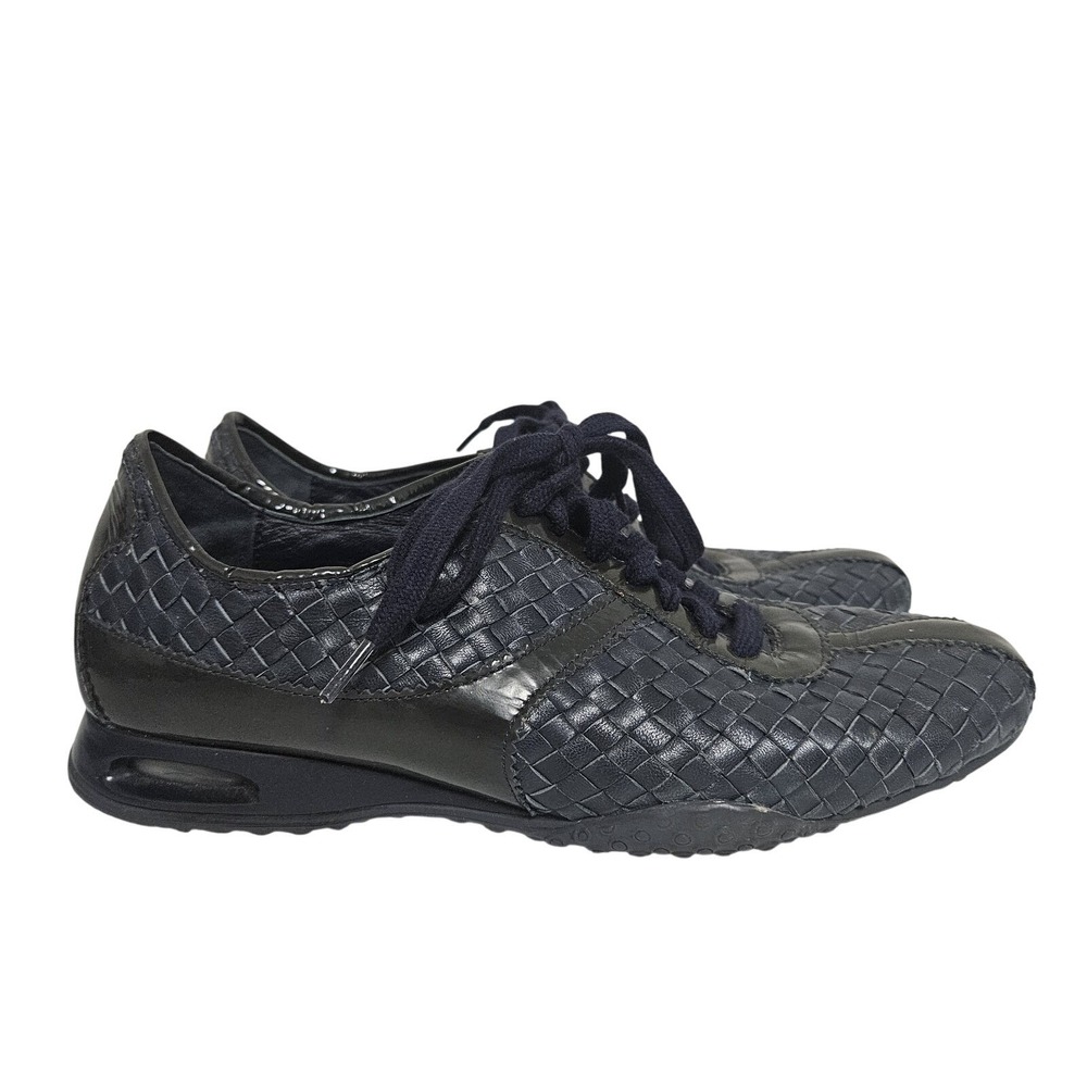 Cole‎ Haan Sneakers Womens 7B Navy Woven Leather Nike Air Patent Trim Preppy